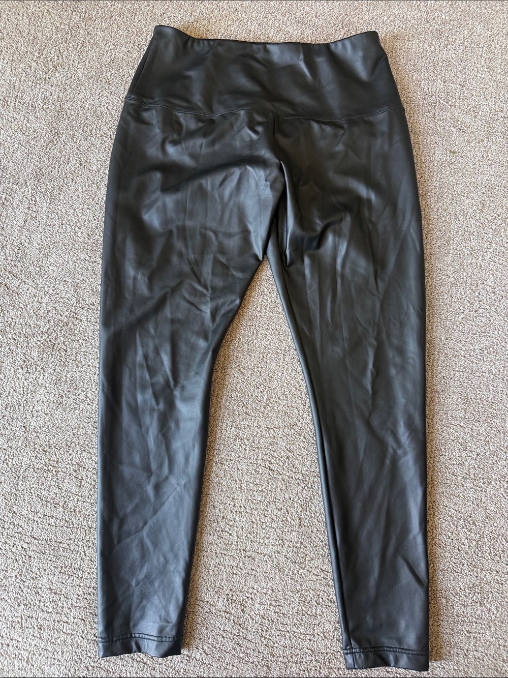 Kids Black Faux Leather Leggings with High Waist
